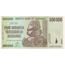 P76a Zimbabwe - 500.000 Dollars Year 2008